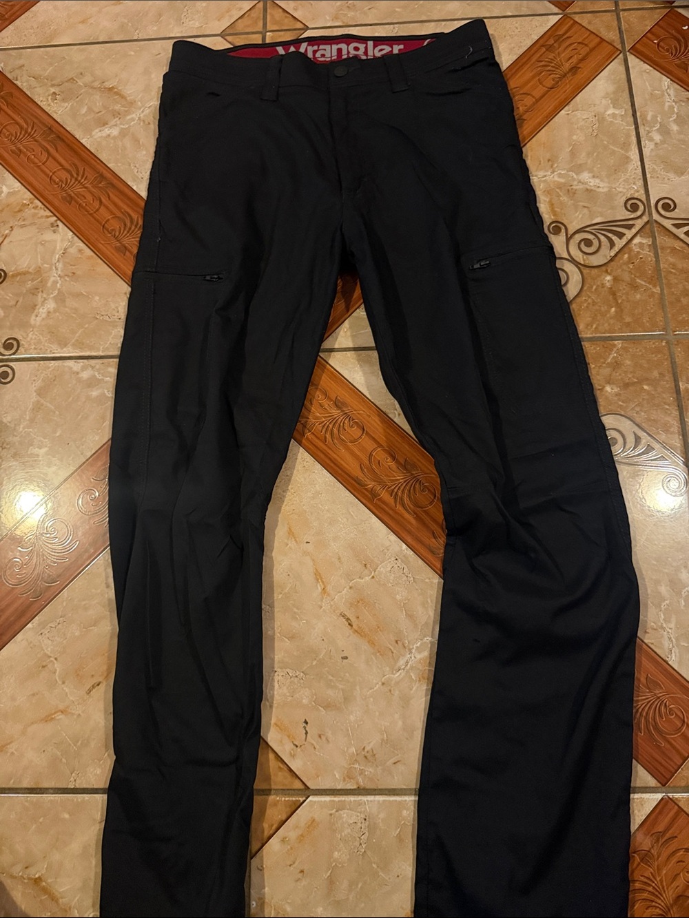 Wrangler Black Cargo Work Pants with Thigh Zippers